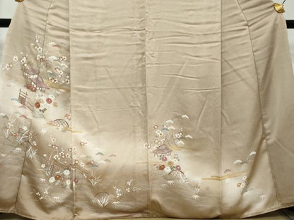 平和屋着物●訪問着　風景草花文　暈し染め　金彩　正絹　逸品　DABI2195ud