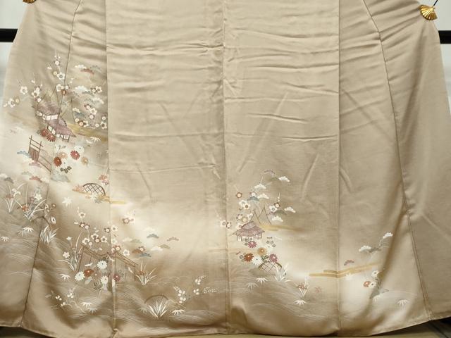 平和屋着物●訪問着　風景草花文　暈し染め　金彩　正絹　逸品　DABI2195ud