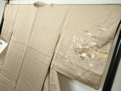 平和屋着物●訪問着　風景草花文　暈し染め　金彩　正絹　逸品　DABI2195ud