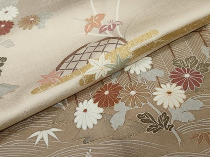 平和屋着物●訪問着　風景草花文　暈し染め　金彩　正絹　逸品　DABI2195ud