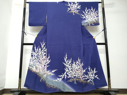 平和屋着物●訪問着　刺繍　枝梅文　暈し染め　金彩　正絹　逸品　未使用　DABI2196ud