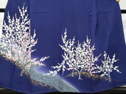 平和屋着物●訪問着　刺繍　枝梅文　暈し染め　金彩　正絹　逸品　未使用　DABI2196ud