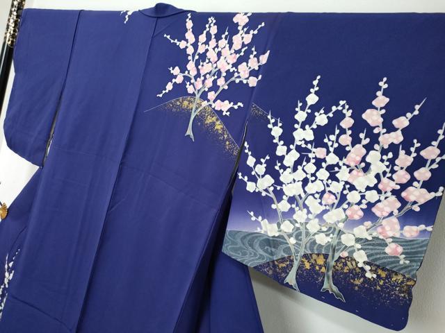 平和屋着物●訪問着　刺繍　枝梅文　暈し染め　金彩　正絹　逸品　未使用　DABI2196ud