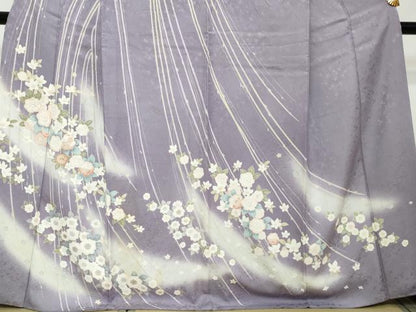 平和屋着物●訪問着　草花文　暈し染め　金彩　正絹　逸品　DABI2197ud