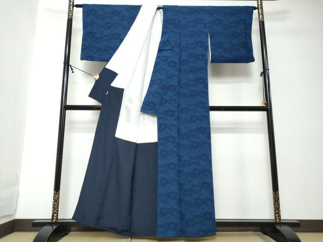 平和屋着物●阿波藍染 阿波友禅 徳島県無形文化財保持者 香川卓美 小紋 更紗花唐草文 鬼しぼ縮緬 ますいわ屋扱い 正絹 逸品 DABI2199ud