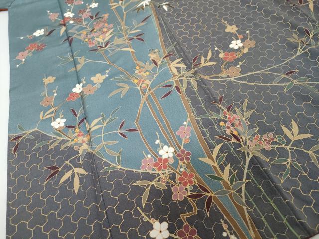 平和屋着物●訪問着　駒刺繍　枝花文　金彩　正絹　逸品　DABI2201ud