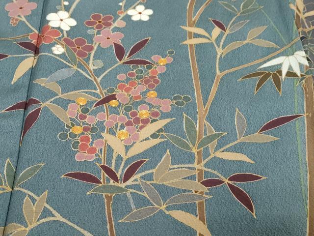 平和屋着物●訪問着　駒刺繍　枝花文　金彩　正絹　逸品　DABI2201ud