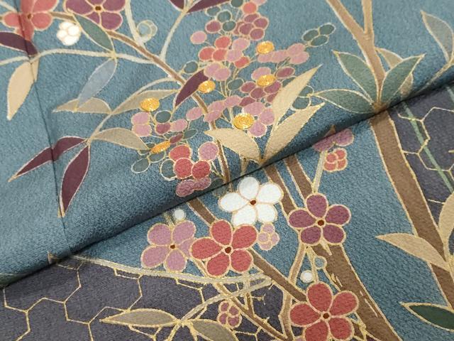 平和屋着物●訪問着　駒刺繍　枝花文　金彩　正絹　逸品　DABI2201ud