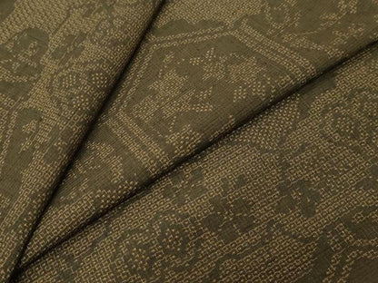 平和屋着物●結城紬　100亀甲　雲霞草花文　正絹　逸品　DABI2205ud