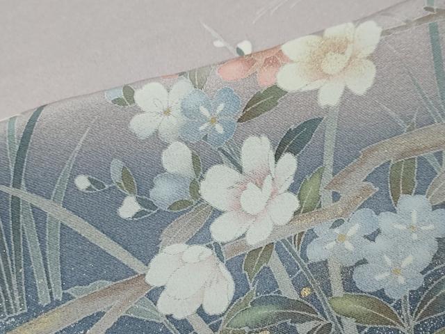 平和屋着物●十日町友禅作家　松雨　訪問着　花鳥文　暈し染め　金彩　正絹　逸品　DABI2206ud