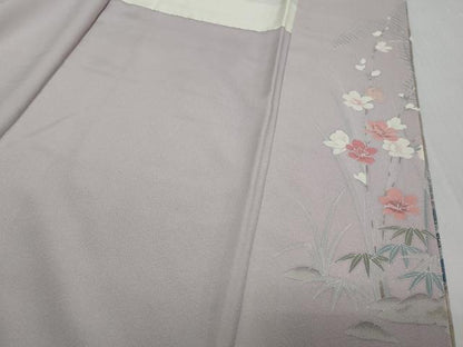 平和屋着物●十日町友禅作家　松雨　訪問着　花鳥文　暈し染め　金彩　正絹　逸品　DABI2206ud