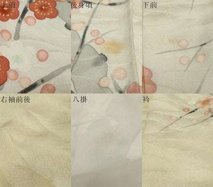 平和屋着物●訪問着　手描き　枝梅文　正絹　逸品　DABI2209ud