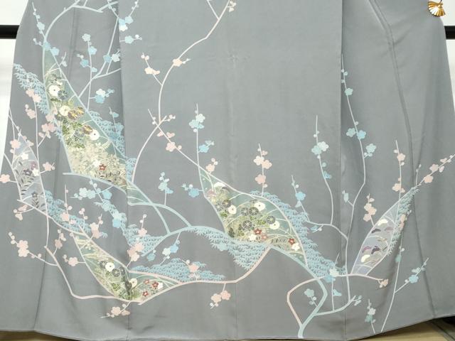 平和屋着物●訪問着　駒刺繍　草花文　金彩　正絹　逸品　DABI2210ud