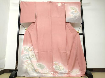平和屋着物●訪問着　貝合わせ草花文　暈し染め　金彩　ますいわ屋扱い　反端付き　ロング丈　正絹　逸品　DABI2211ud