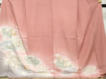 平和屋着物●訪問着　貝合わせ草花文　暈し染め　金彩　ますいわ屋扱い　反端付き　ロング丈　正絹　逸品　DABI2211ud