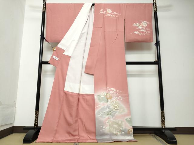 平和屋着物●訪問着　貝合わせ草花文　暈し染め　金彩　ますいわ屋扱い　反端付き　ロング丈　正絹　逸品　DABI2211ud