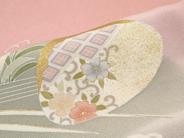 平和屋着物●訪問着　貝合わせ草花文　暈し染め　金彩　ますいわ屋扱い　反端付き　ロング丈　正絹　逸品　DABI2211ud