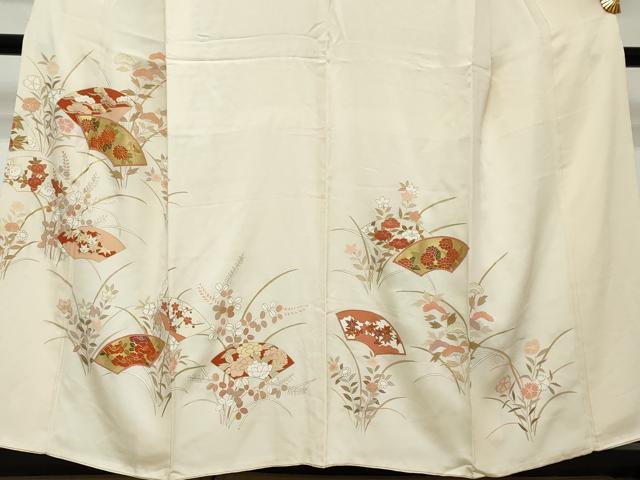 平和屋着物●訪問着　駒刺繍　地紙草花文　金彩　正絹　逸品　DABI2212ud