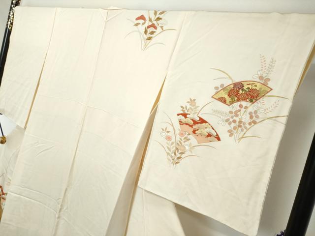 平和屋着物●訪問着　駒刺繍　地紙草花文　金彩　正絹　逸品　DABI2212ud