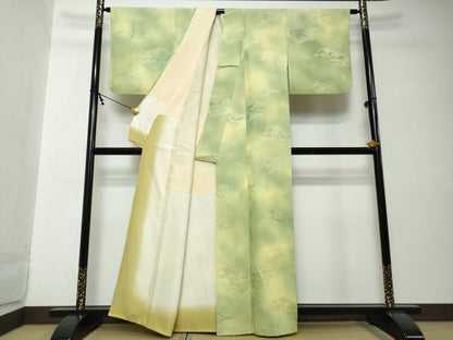 平和屋着物●上質な小紋　地紋起こし　風景文　暈し染め　正絹　逸品　DABI2214ud