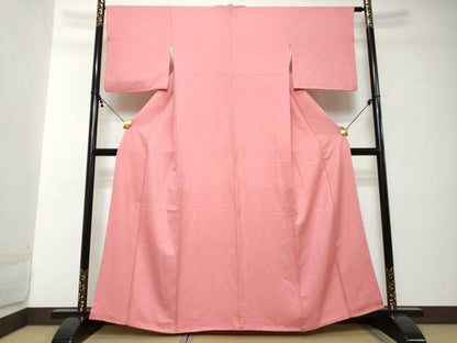平和屋着物●上質な色無地　霞地紋　赤紫色　正絹　逸品　DABI2217ud