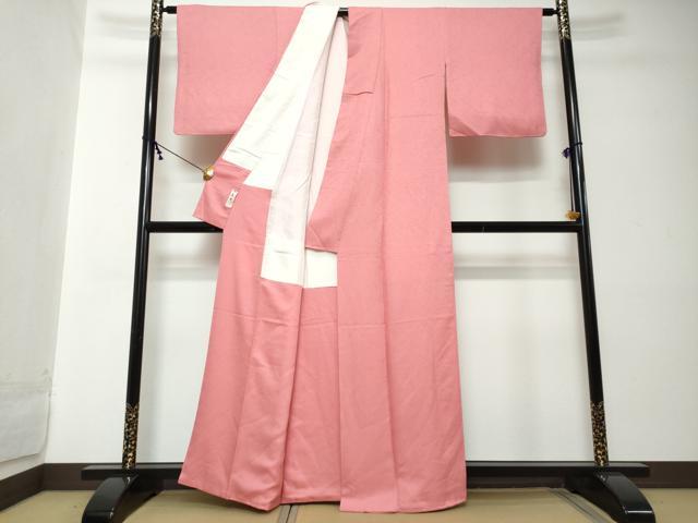 平和屋着物●上質な色無地　霞地紋　赤紫色　正絹　逸品　DABI2217ud