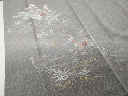 平和屋着物●訪問着　流水風景草花文　金彩　正絹　逸品　DABI2223ud