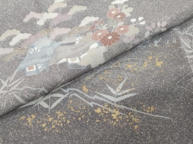 平和屋着物●訪問着　流水風景草花文　金彩　正絹　逸品　DABI2223ud