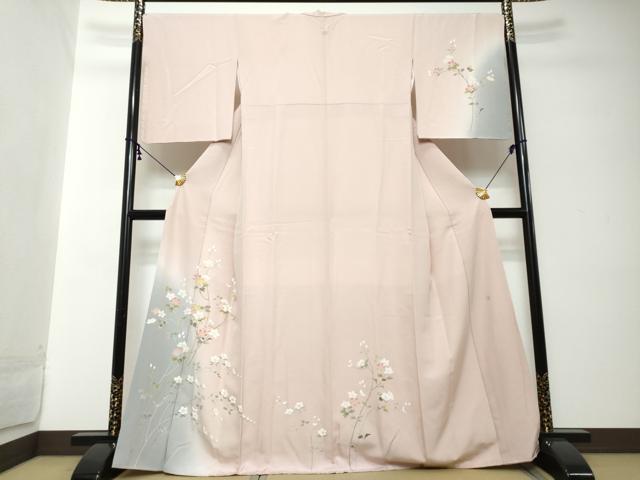 平和屋着物●訪問着　友禅　作家物　枝花文　暈し染め　正絹　逸品　DABI2224ud