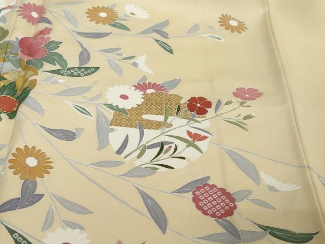 平和屋着物●訪問着　駒刺繍　流水雪輪草花文　暈し染め　金彩　正絹　逸品　未使用　DABI2225ud