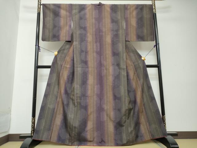 平和屋着物●上質な紬　雪輪間道　正絹　逸品　DABI2230ud