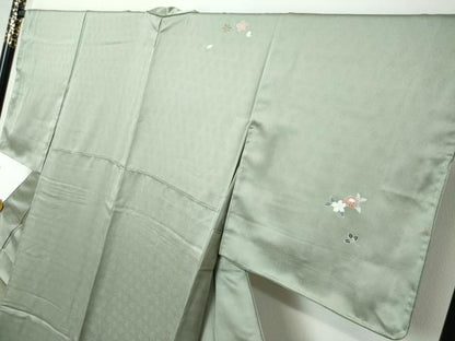 平和屋着物●訪問着　駒刺繍　誰が袖草花文　暈し染め　金彩　正絹　逸品　DABI2231ud