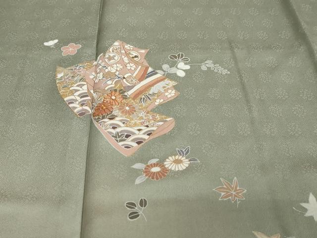 平和屋着物●訪問着　駒刺繍　誰が袖草花文　暈し染め　金彩　正絹　逸品　DABI2231ud