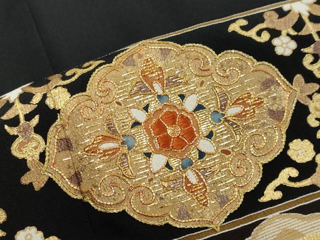 平和屋着物●創業460年・千總　黒留袖　駒刺繍　竹屋町刺繍　吉祥花文　金彩　高島屋扱い　正絹　逸品　DABI2237ud