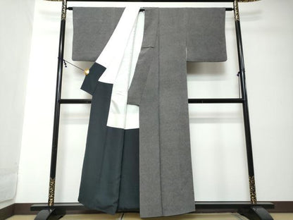 平和屋着物●鈴木秋治　江戸小紋　鮫小紋柄　黒地　正絹　逸品　DABI2238ud