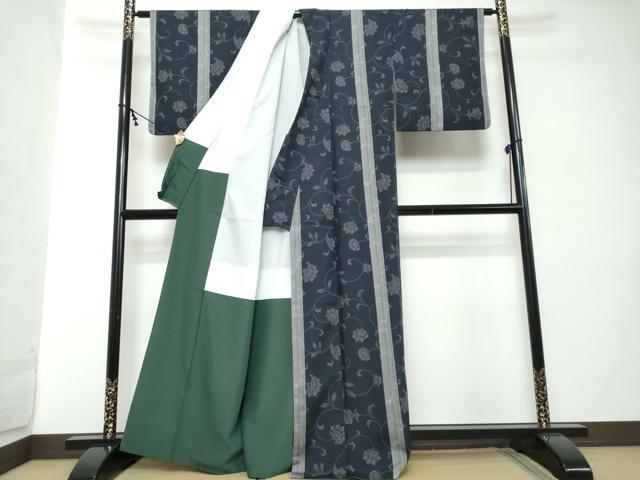 平和屋着物●小紋　更紗花唐草文　洗える着物　DABI2242ud