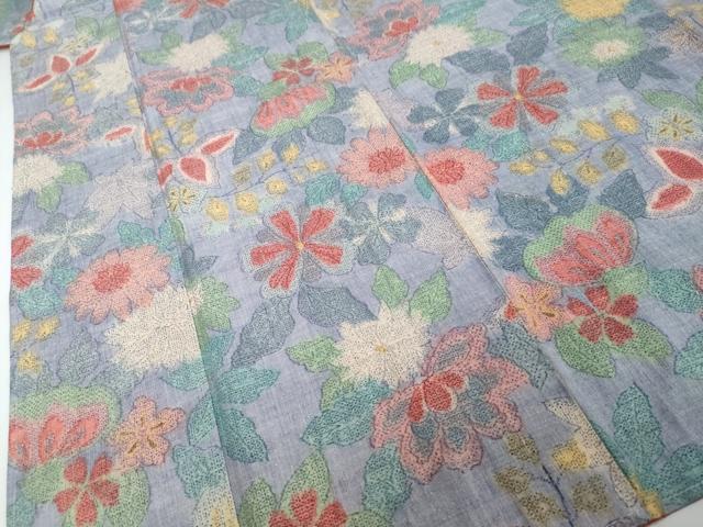 平和屋着物●本場結城紬　重要無形文化財　100亀甲　モロ入り　草花文　正絹　逸品　未使用　DABI2243ud