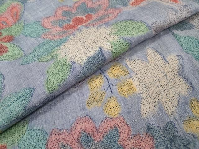 平和屋着物●本場結城紬　重要無形文化財　100亀甲　モロ入り　草花文　正絹　逸品　未使用　DABI2243ud