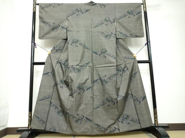 平和屋着物●本場大島紬　9マルキ　草花文　正絹　逸品　DABI2245ud