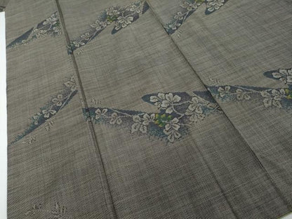 平和屋着物●本場大島紬　9マルキ　草花文　正絹　逸品　DABI2245ud