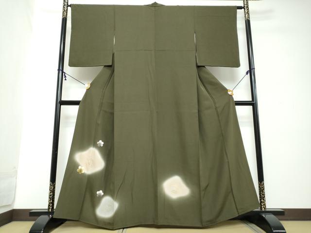 平和屋着物●訪問着　舞梅文　暈し染め　金銀彩　正絹　逸品　DABI2247ud