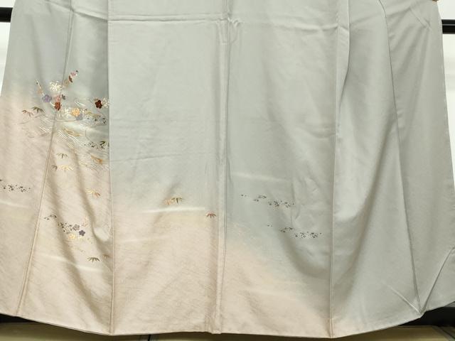 平和屋着物●訪問着　駒刺繍　流水枝梅文　暈し染め　金彩　正絹　逸品　DABI2248ud