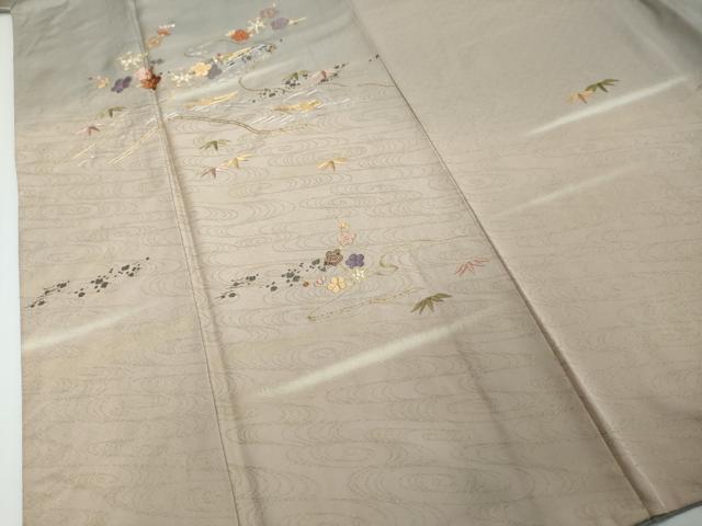 平和屋着物●訪問着　駒刺繍　流水枝梅文　暈し染め　金彩　正絹　逸品　DABI2248ud