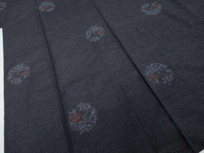 平和屋着物●結城紬　120亀甲　飛び亀甲柄　草花丸文　正絹　逸品　DABI2250ud