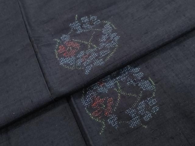 平和屋着物●結城紬　120亀甲　飛び亀甲柄　草花丸文　正絹　逸品　DABI2250ud