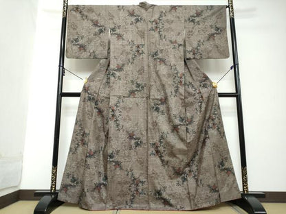 平和屋着物●本場大島紬　7マルキ　草花文　正絹　逸品　DABI2252ud