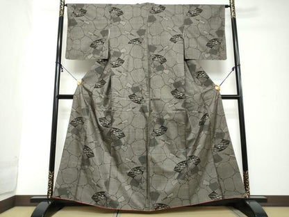 平和屋着物●本場大島紬　9マルキ　扇面風景文　正絹　逸品　未使用　DABI2254ud