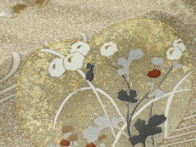平和屋着物●訪問着　駒刺繍　流水地紙草花文　金彩　ますいわ屋扱い　正絹　逸品　DABI2256ud