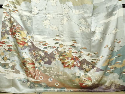 平和屋着物●訪問着　駒刺繍　雪輪飛鶴宝尽くし花文　金彩　正絹　逸品　DABI2257ud