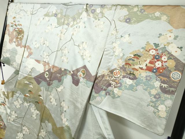 平和屋着物●訪問着　駒刺繍　雪輪飛鶴宝尽くし花文　金彩　正絹　逸品　DABI2257ud